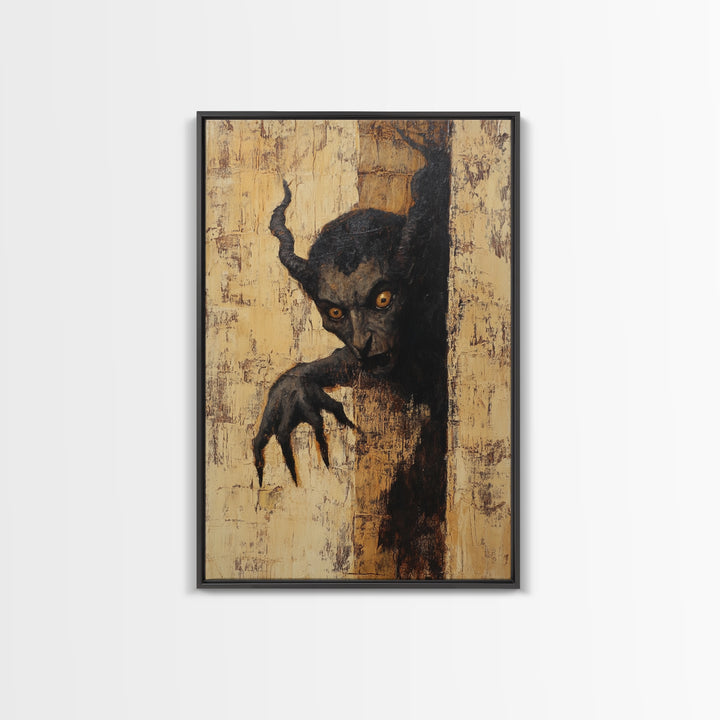 Demon Painting Print, Dark Macabre Wall Art, Original Satyr Painting, Witchy Decor, Wall Art For Witches, Witch Familiar Painting