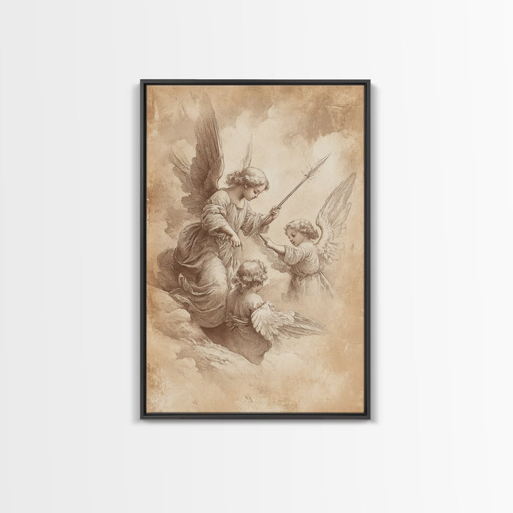 Angelic Painting Print, Framed Canvas Print, Angelic Wall Art, Abstract Angel Artwork, Personalized Gifts, Guardian Angels