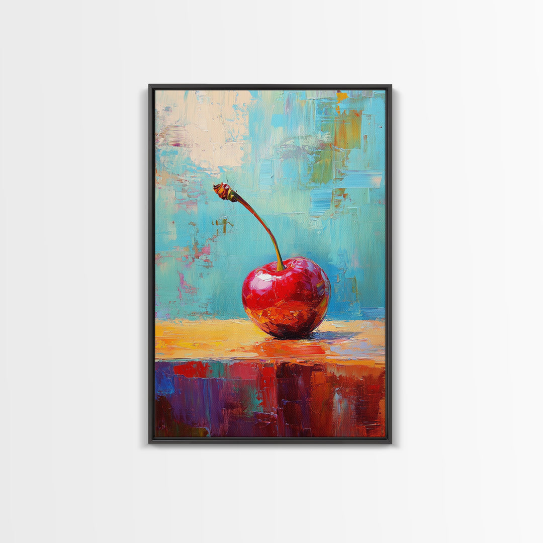 Cherry Painting Print, Canvas Print, Cherry Painting Original Art Berry Still Life Painting On Canvas, Original Artwork, Kitchen Decor, Dining Room Art