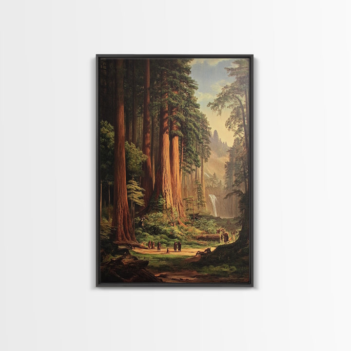 Ancient California Redwoods Framed Canvas Print, Fantasy Painting, Fantasy Wall Art, Beautiful California Wall Art