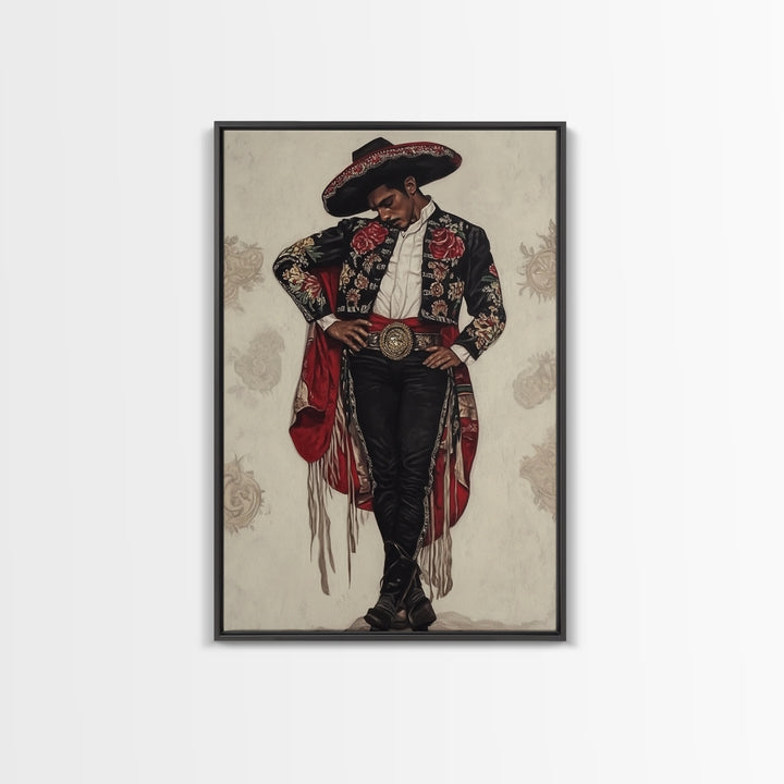 The Matador Oil Painting Canvas Print, Chicano Wall Art, Mexicano Decor, Mexican Inspired Wall Art