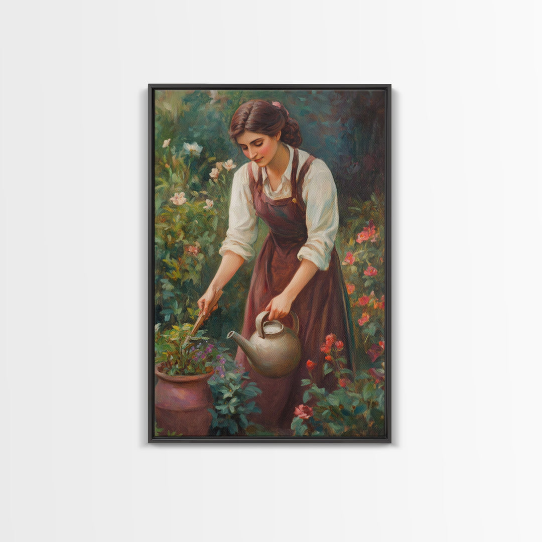 Canvas Art Print - In The Garden - Woman In Garden Painting Wall Art Print - Extra Large Art - Gardening Wall Art - Gardening Gift Idea