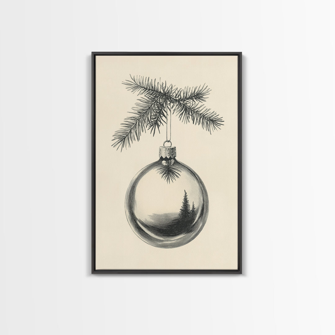 Christmas Tree Ornament Canvas Print, Retro Home Decor, Boho Christmas