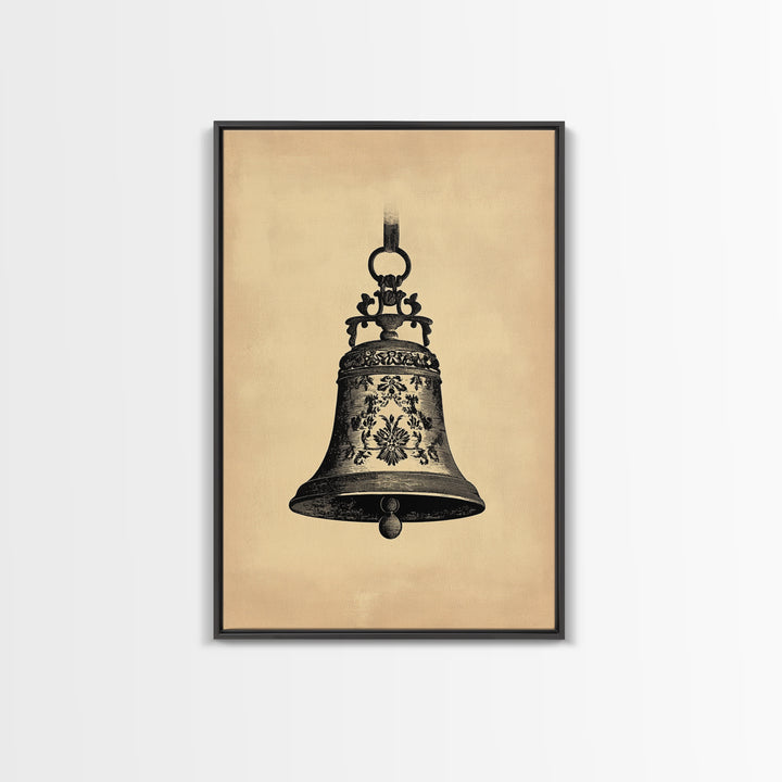 Christmas Bell Painting Print - Wood Framed Wall Art - Christmas Decor - Boho Christmas - Minimalist Christmas