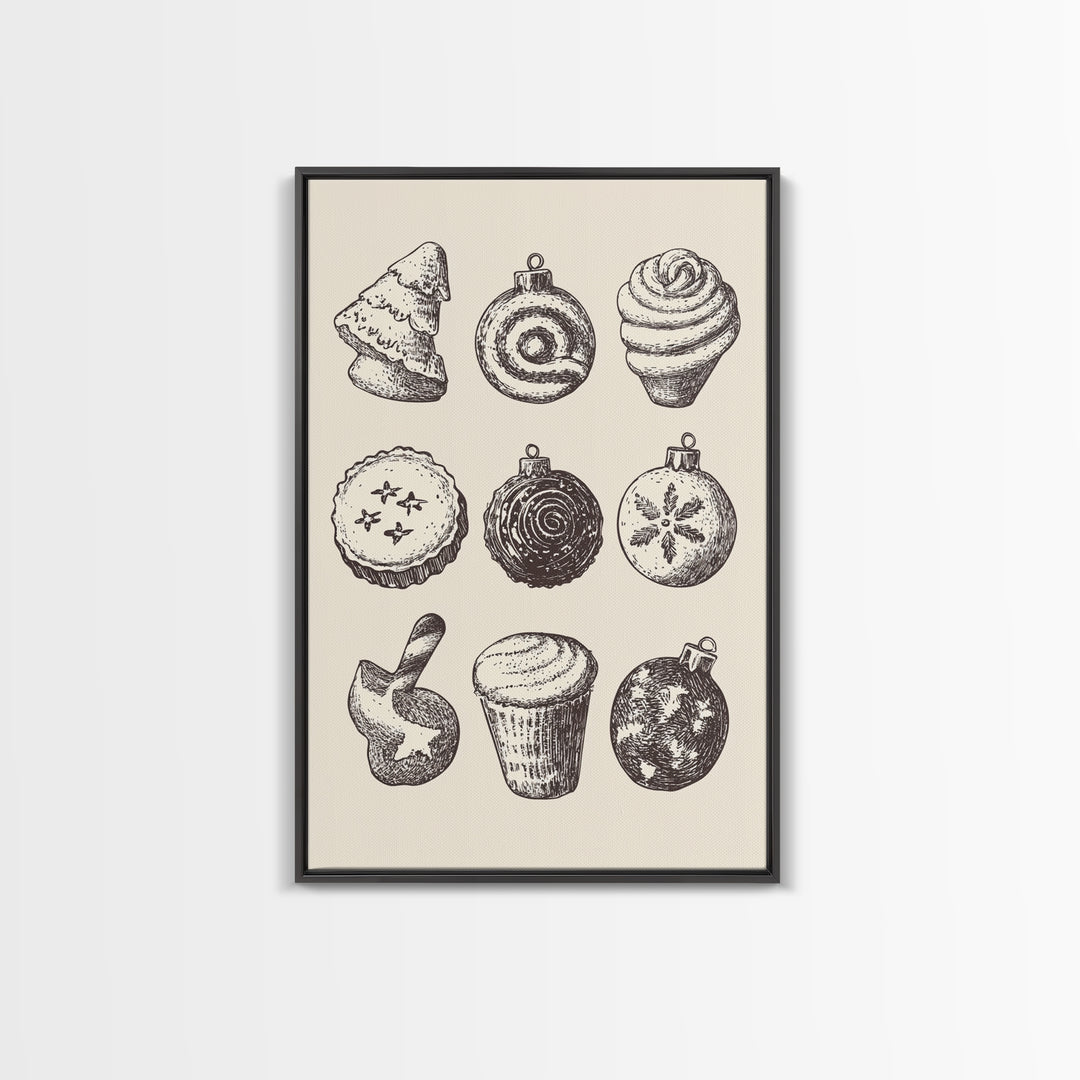 Rustic Boho Christmas Cookies Canvas Print - Framed Canvas - Minimalist Christmas Art - Boho Christmas Art - Rustic Christmas Art
