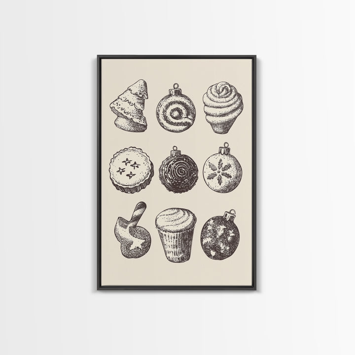 Rustic Boho Christmas Cookies Canvas Print - Framed Canvas - Minimalist Christmas Art - Boho Christmas Art - Rustic Christmas Art