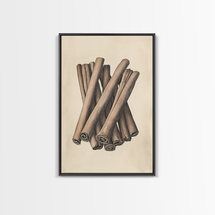 Christmas Cinnamon Sticks Canvas Print - Framed Canvas - Minimalist Christmas Art - Boho Christmas Art - Rustic Christmas Art