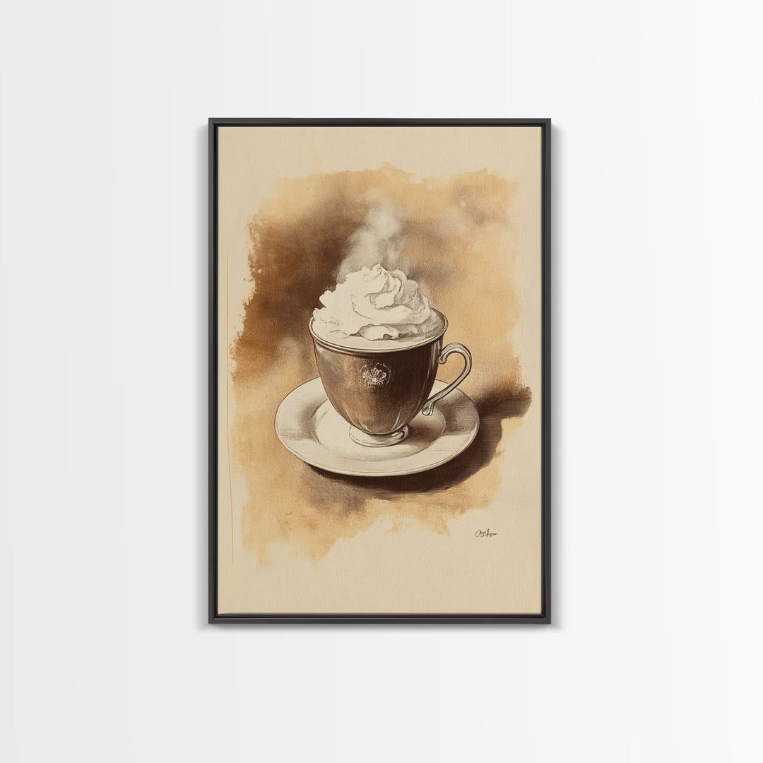 Christmas Coffee Canvas Print - Framed Canvas - Minimalist Christmas Art - Boho Christmas Art - Rustic Christmas Art