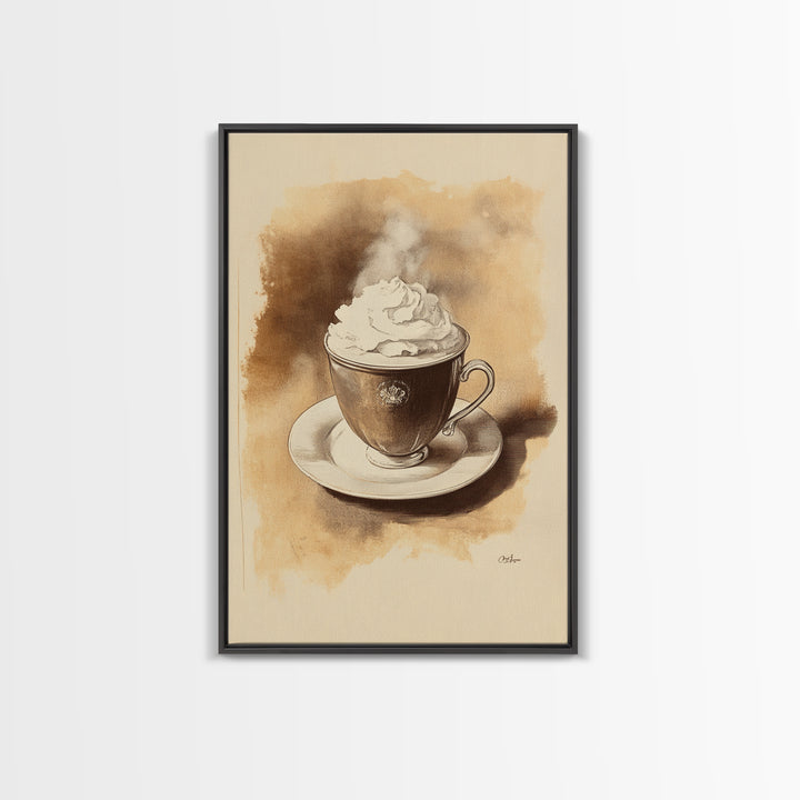 Christmas Coffee Canvas Print - Framed Canvas - Minimalist Christmas Art - Boho Christmas Art - Rustic Christmas Art