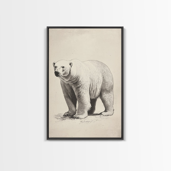 Polar Bear Canvas Print - Framed Canvas - Minimalist Christmas Art - Boho Christmas Art - Rustic Christmas Art