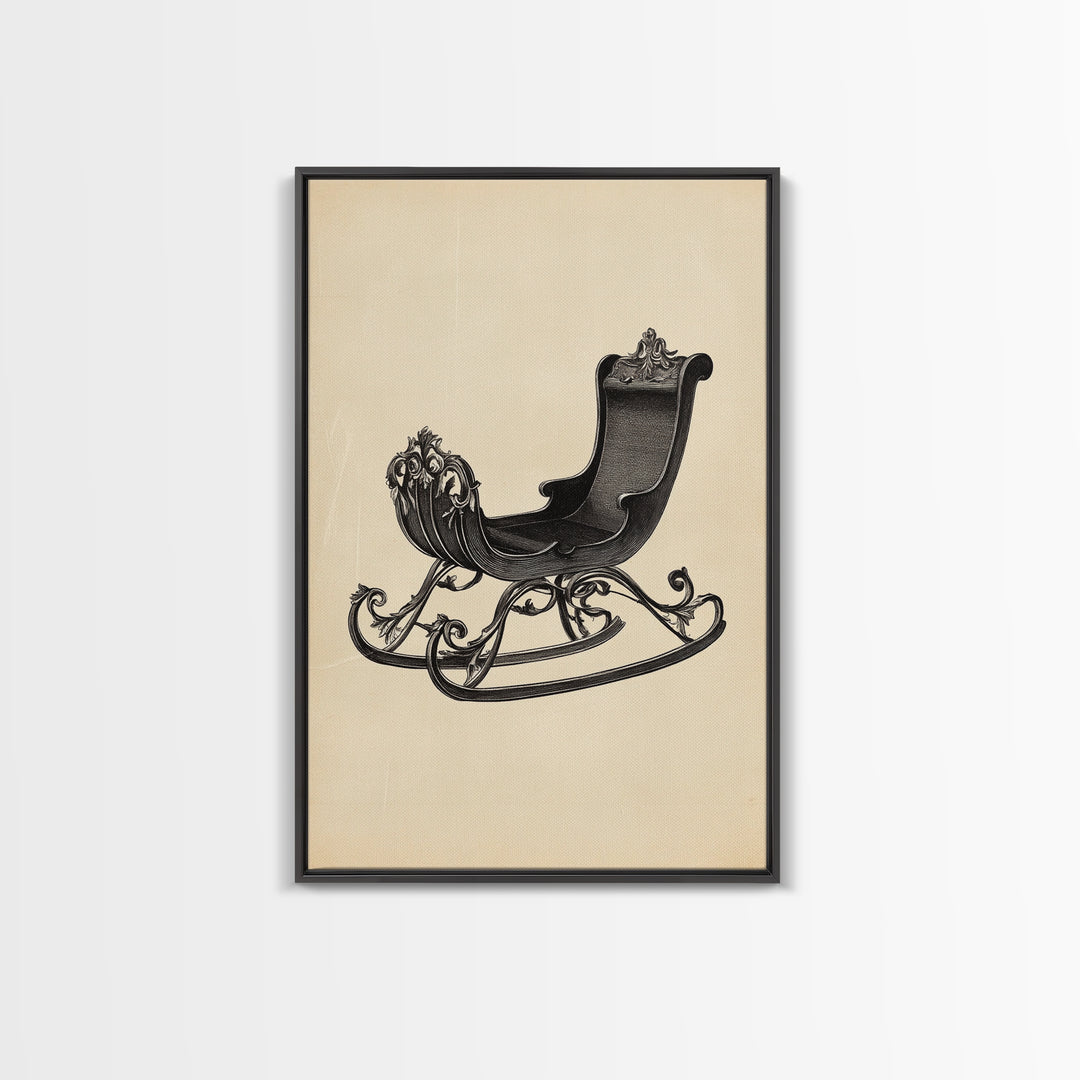Christmas Sleigh Canvas Print - Framed Canvas - Minimalist Christmas Art - Boho Christmas Art - Rustic Christmas Art