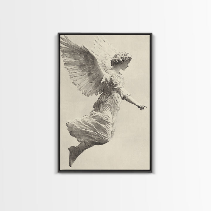 Christmas Angel Canvas Print - Framed Canvas - Minimalist Christmas Art - Boho Christmas Art - Rustic Christmas Art