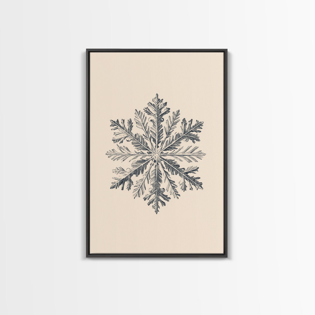 Snowflake Canvas Print - Framed Canvas - Minimalist Christmas Art - Boho Christmas Art - Rustic Christmas Art - Winter Decor - Winter Art