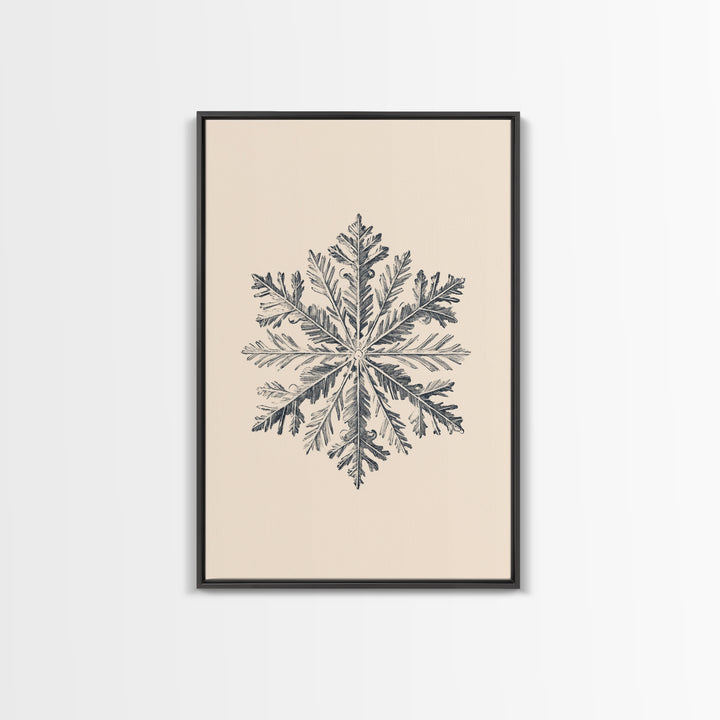 Snowflake Canvas Print - Framed Canvas - Minimalist Christmas Art - Boho Christmas Art - Rustic Christmas Art - Winter Decor - Winter Art