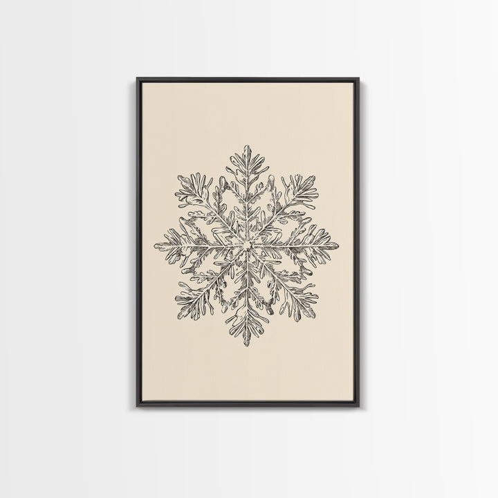 Sketch of a Snowflake Canvas Print - Framed Canvas - Minimalist Christmas Art - Boho Christmas Art - Rustic Christmas Art