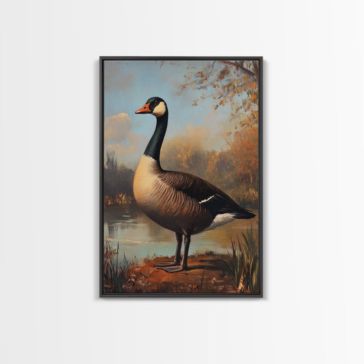 Rustic Cabin Wall Art, Goose Painting Framed Canvas Print, Rustic Farmhouse Wall Art, Guest Room Decor, Traditional American Art