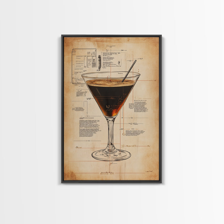 Cocktail Painting Print, Espresso Martini Wall Art, Canvas Print, Bar Decor, Bar Wall Art, Gift Idea For Martini Lover, Espresso Martini Painting