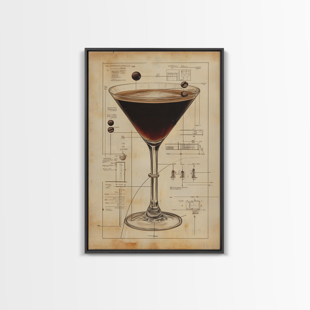 Espresso Martini Wall Art Canvas Print, Cocktail Painting, Cocktail Decor, Bar Decor, Home Bar Wall Art, Kitchen Wall Art
