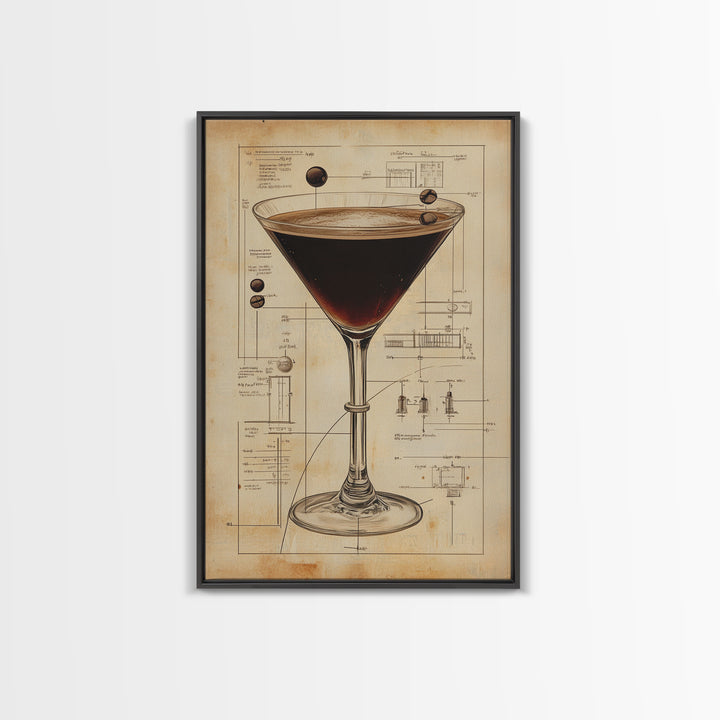 Espresso Martini Wall Art Canvas Print, Cocktail Painting, Cocktail Decor, Bar Decor, Home Bar Wall Art, Kitchen Wall Art