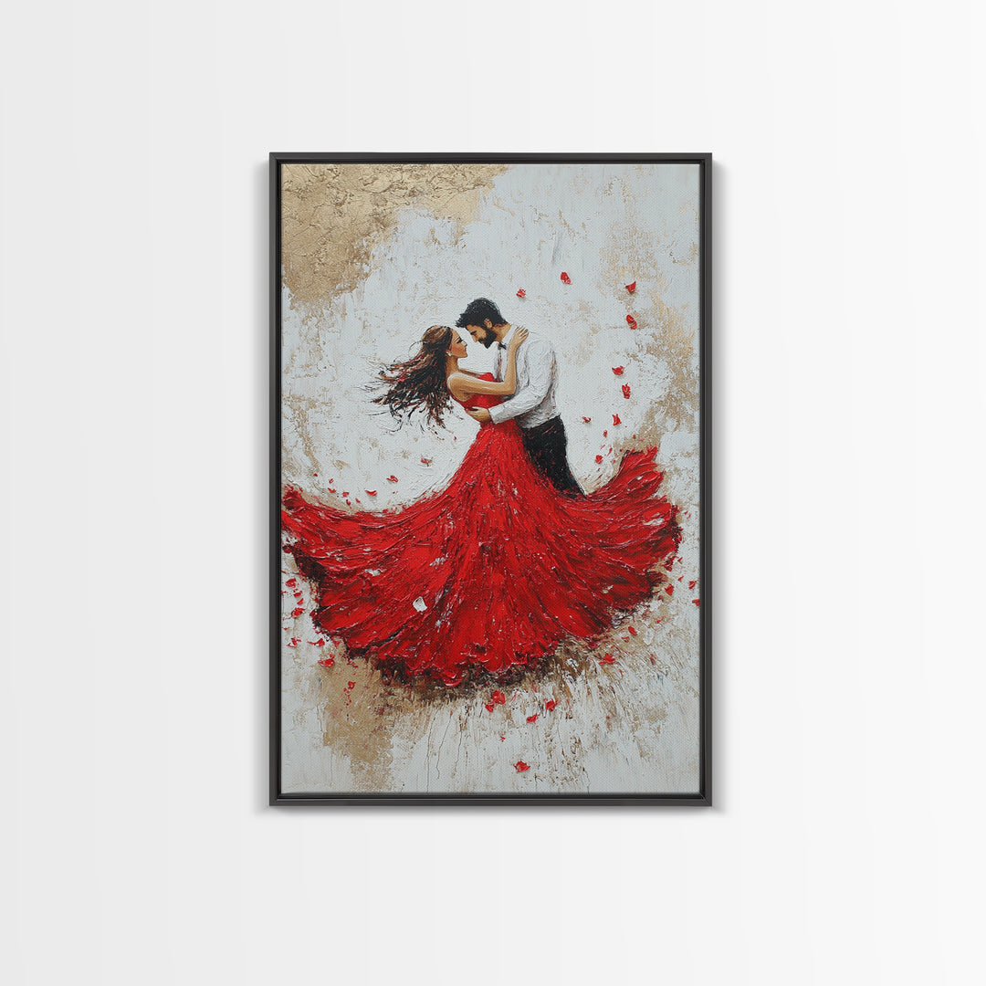 Couple Dancing Framed Canvas Print, Couple Wall Art, Wedding Gift, Dancing Wall Art, Dance Studio Decor, Engagement Gift Idea, Dancing Art