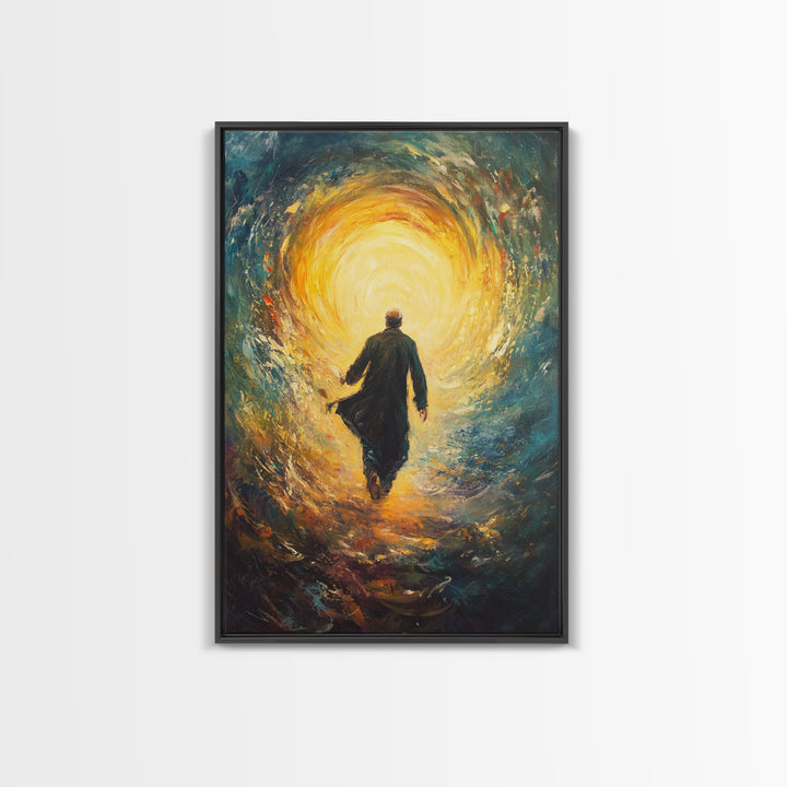 Bahai Wall Art Framed Canvas Print, Retro Abstract Wall Art