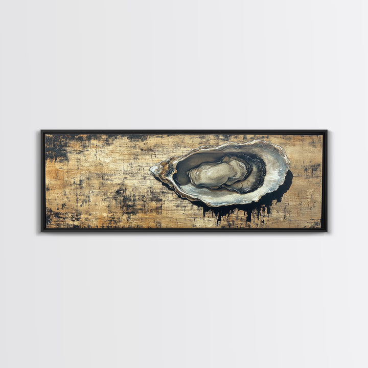 Extra Wide Panoramic Print of an Oyster, Wabi Sabi Minimalist Wall Art, Kitchen Home Decor, Kitchen Art, Wall Art for Dining Room