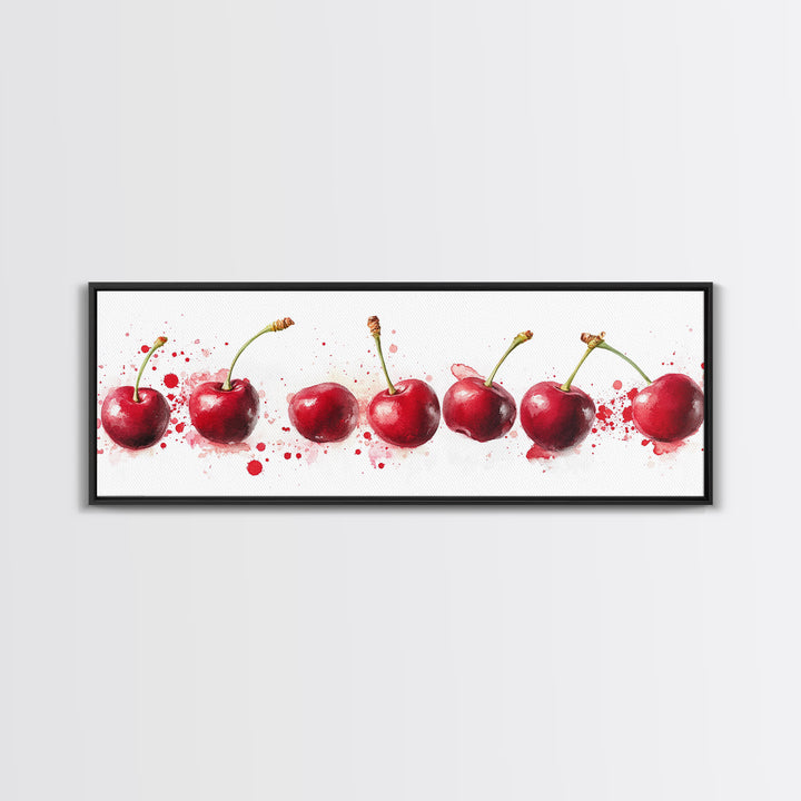 Original Cherry Painting Print - Panoramic Canvas Fruit Illustration - Home Decor For Kitchen - Framed Wall Art - Dining Room Decor
