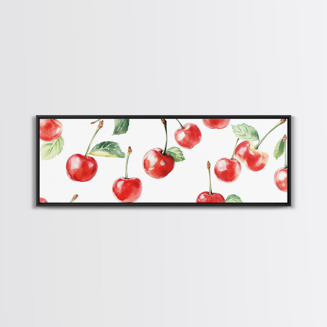 Chery Wall Art Canvas Print - Horizontal Extra Wide Wall Art - Panoramic Kitchen Decor - Kitchen Painting - Cherry Painting - Cherry Decor