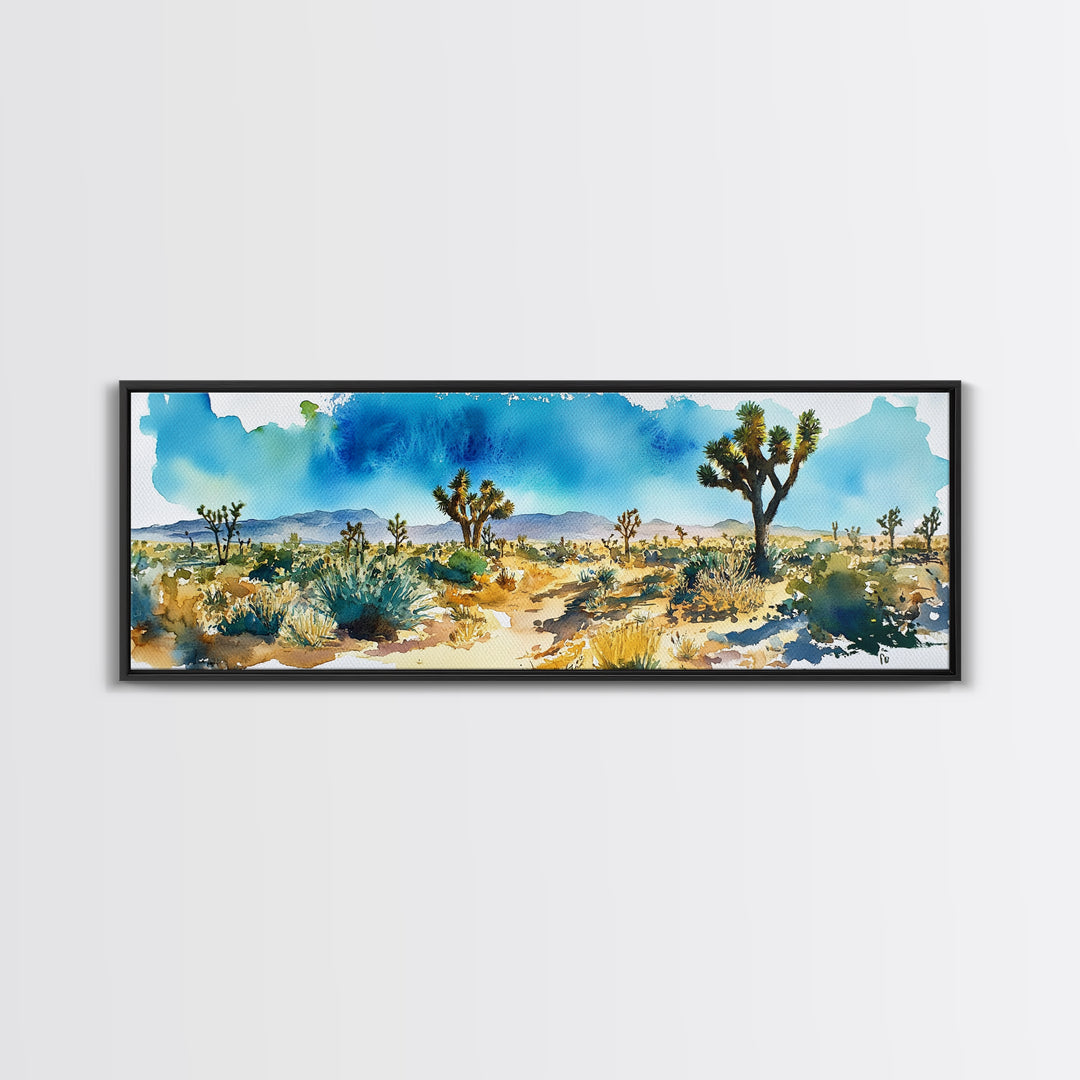 Canvas Print Panoramic Landscape Painting of Joshua Tree California Canvas Print, Joshua Tree Art, California Wall Art, Minimalist Desert Art