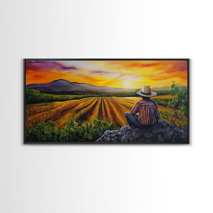 Chicano Wall Art - Mexicano Ranchero Oil Painting Print - Framed Canvas Print - Mexican Culture Art - Wood Framed Wall Art - Chicano Decor