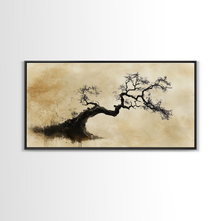Bonzai Abstract Wall Art Framed Canvas Print, Wabi Sabi Art, Wabi Sabi Decor, Boho Home Decor, Botanical Prints