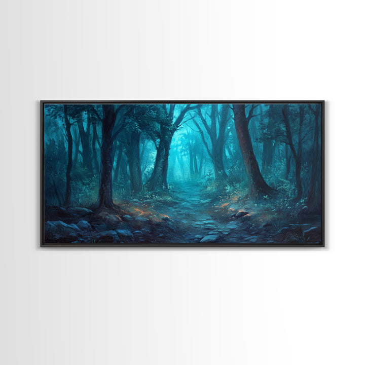 Dark Fantasy Forest Landscape Painting Canvas Print | Extra Large Living Room Wall Art | Horizontal Wall Art | Living Room Wall Art