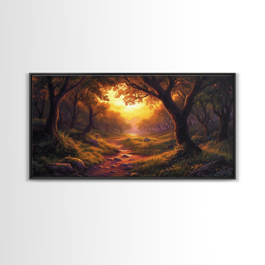 Cute Fantasy Wall Art, Framed Canvas Print, Fantasy Landscape Painting Print, Fairy Art, Fairy Landscape Wall Art Decor