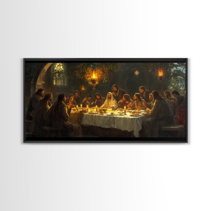 The Last Supper - Framed Canvas Print - Christian Wall Art - Chistmas Home Decor - Last Supper Oil Painting Print - Christian Home Decor