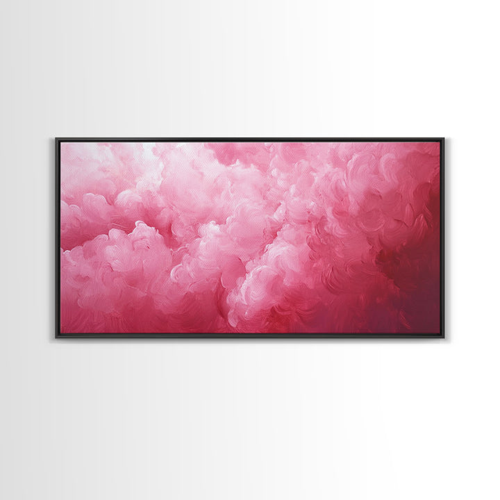 Pink Clouds - Framed Canvas Print - Wood Framed Wall Art - Preppy Decor - Preppy Dorm Room Wall Art - Abstract Pink Wall Art