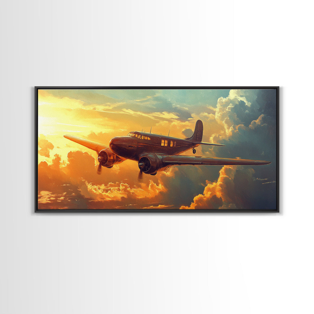 Airplane Wall Art Framed Canvas Print, Man Cave Wall Art, Office Decor, Gift For Him, Dad Gift, Pilot Gift, Retirement Gift Idea