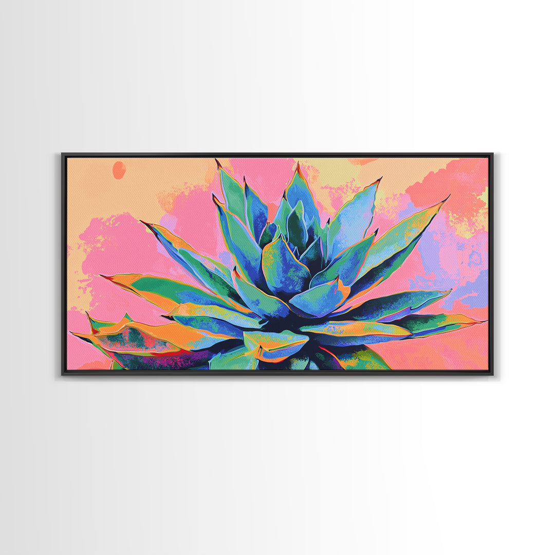 Blue Agave Wall Art Framed Canvas Print | Mexicano Art | Pueblo Style Southwestern Art | Arizona Art | Mexicano Wall Art | Agave Painting