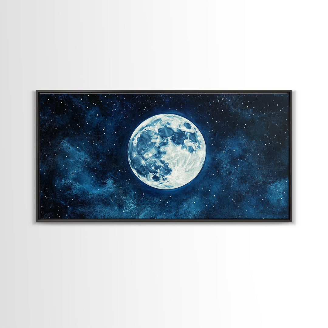 Abstract Oil Painting Print Of The Full Moon - Framed Canvas Print - Ready To Hang - Full Moon Art - Witchy Decor - Full Moon Painting