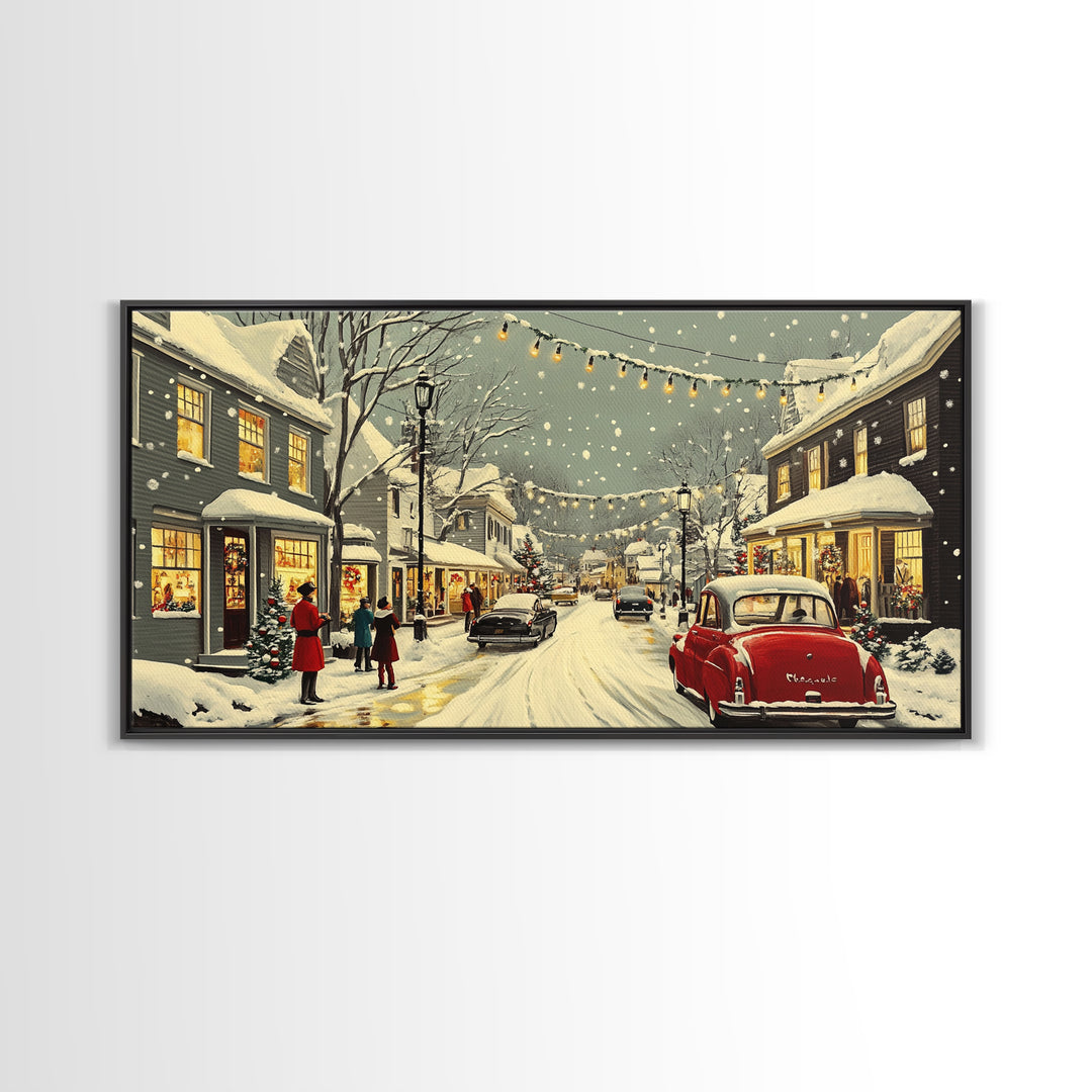 Christmas Village Painting Print Ready To Hang Wall Art, Canvas Print, Christmas Wall Art, Christmas Mantle Decor, Christmas Gift Idea