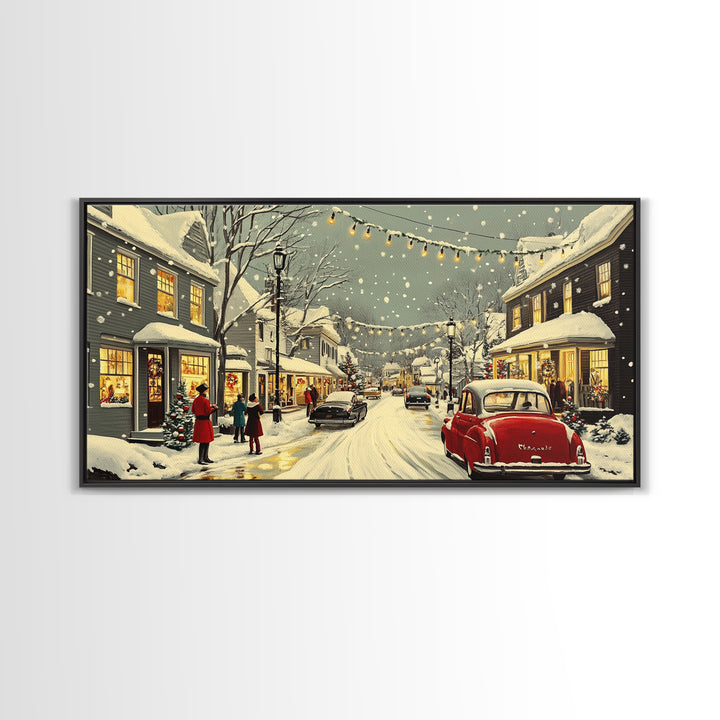 Christmas Village Painting Print Ready To Hang Wall Art, Canvas Print, Christmas Wall Art, Christmas Mantle Decor, Christmas Gift Idea