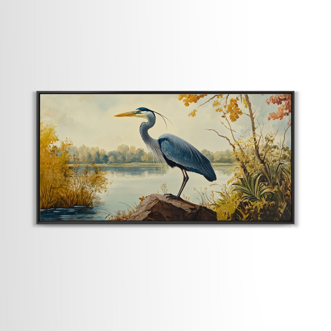 Blue Heron Painting Print | Florida Home Decor | Bird Painting | Nautical Art | Nautical Painting | Lake House Wall Art | Blue Heron Art