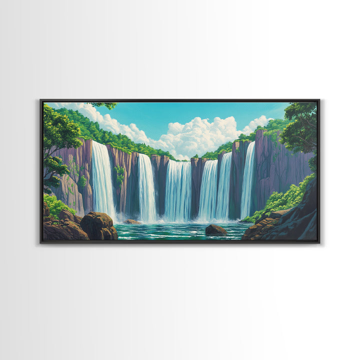 Fantasy Waterfall Painting Print | Fantasy Decor | Magical Enchanted Waterfall Wall Art | Living Room Decor Ready To Hang | Extra Large Art