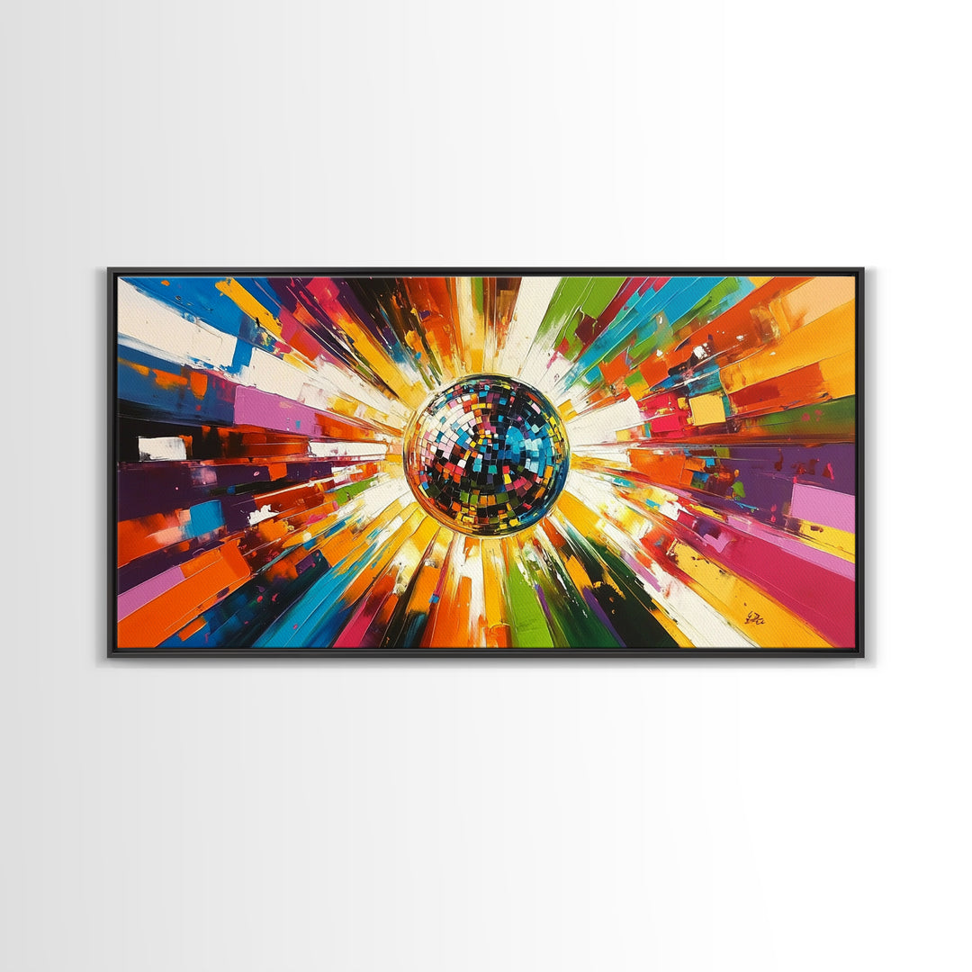 Disco Ball Painting Canvas Print, Funky Wall Art, Disco Ball Art, Disco Ball Print, Mirrorball Poster, Disco Poster, Music Room Decor
