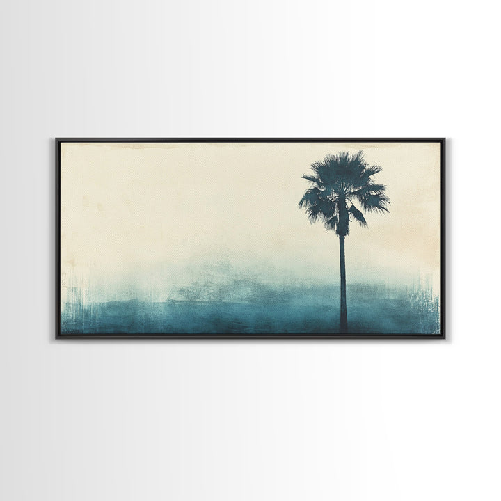 Abstract Palm Tree Nautical Oil Painting Canvas Print Ready To Hang