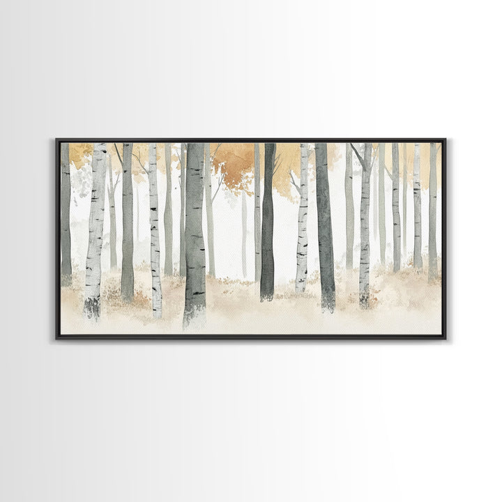 Aspen Trees Oil Painting Print Canvas, Autumn Aspens Print, Muted White Winter Wall Art, Country Farmhouse Wall Decor, Abstract Landscape Art