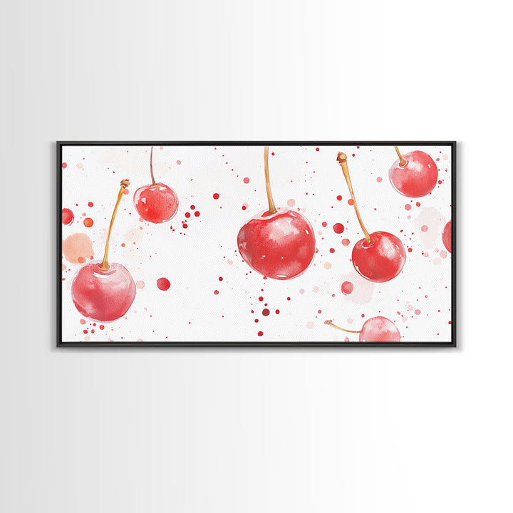 Cherry Painting Canvas Print - Kitchen Wall Art - Kitchen Decor - Cherry Wall Art - Kitsch Decor - Eclectic Home Decor