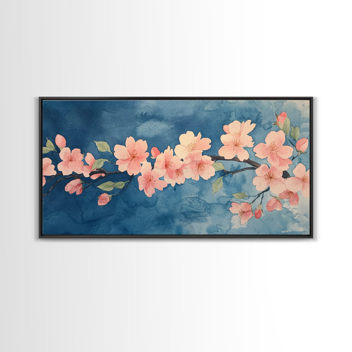 Cherry Blossoms Wall Art Canvas Print  - Pink Cherry Blossom Canvas Oil Painting - Wabi Sabi Wall Art - Purple Tree Nature Decor
