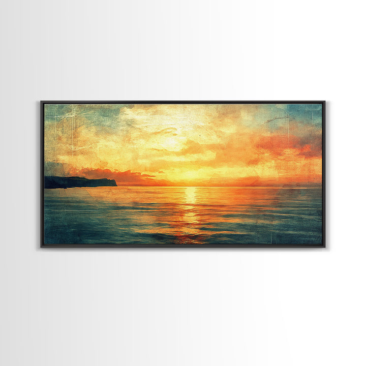 Nautical Landscape Canvas Print, Ocean Art, Wood Framed Canvas, Ocean Home Decor, Seascape Painting, Nautical Nursery Decor