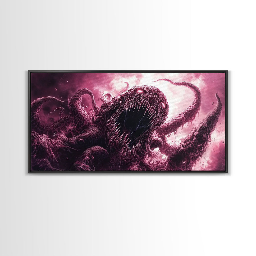 Cosmic Horror Wall Art Framed Canvas Print, Halloween Decor