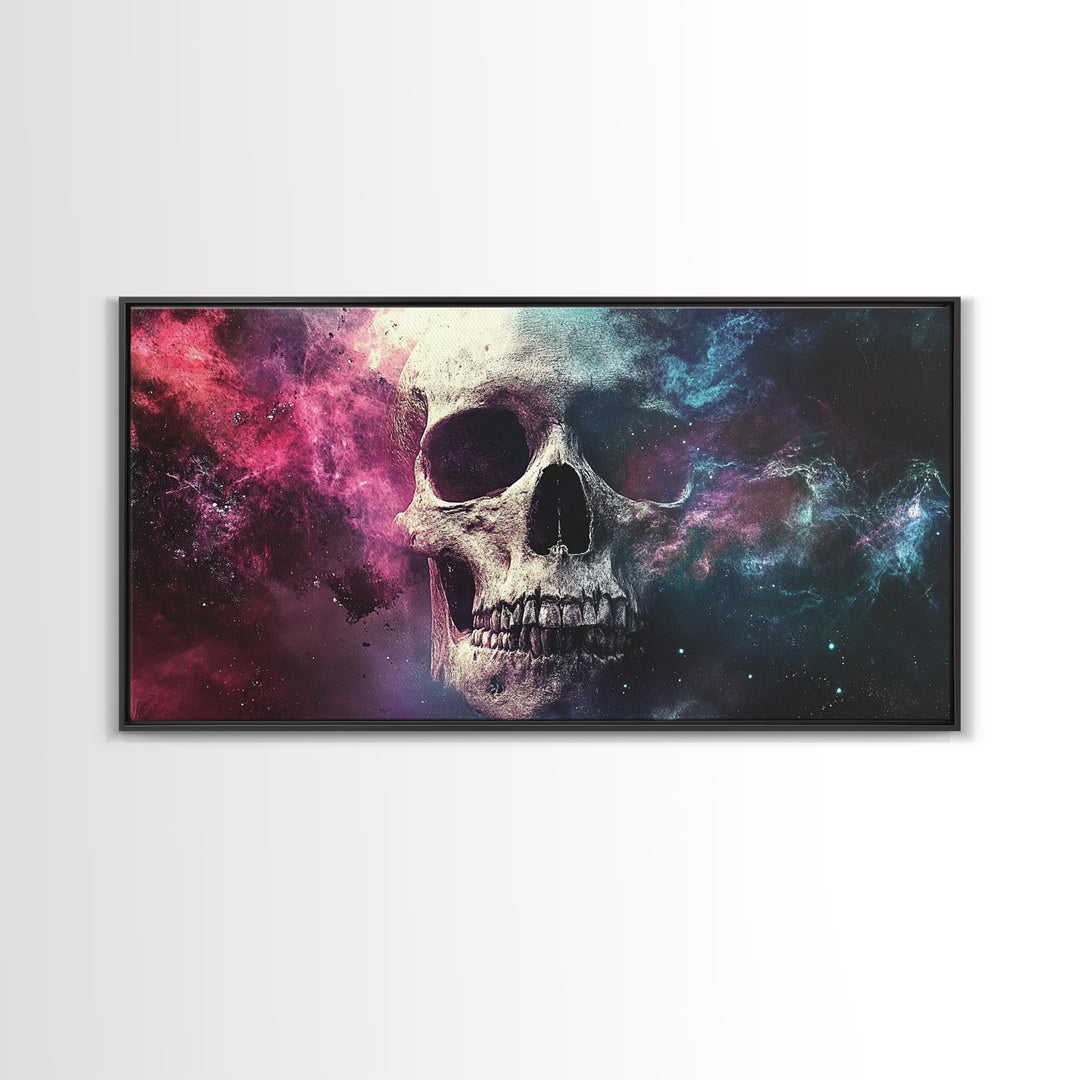 Cosmic Skull Wall Art, Cosmic Horror, Framed Canvas Print, Surreal Wall Decor, Ready To Hang Wall Art, Skull Painting, Skull Art
